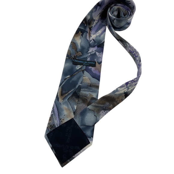 🆕CARNAVAL DE VENISE Gray/Purple Art Silk LUXURY Tie HANDMADE ITALY - Picture 2 of 5